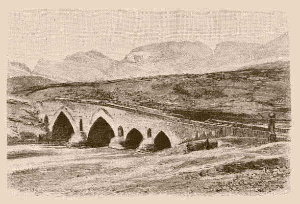 盐沙漠中的波斯桥，从朗姆通往德黑兰的路上图片下载