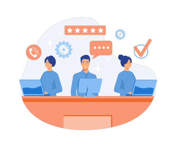 带着耳机微笑的办公室操作员图片下载