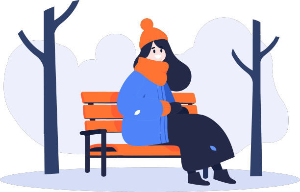 手绘人物穿着冬衣坐着图片下载