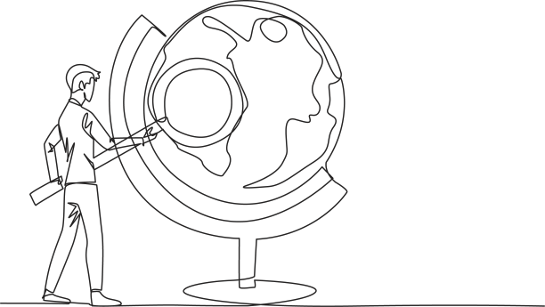 单线连续画年轻商人图片下载