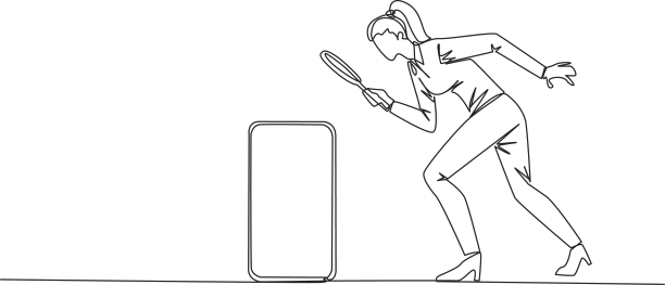 连续一行画的女商人持有图片下载