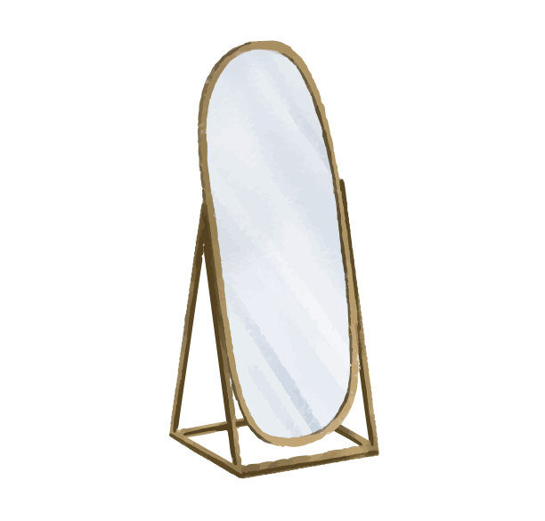 手绘矢量镜。室内的镜子图片下载