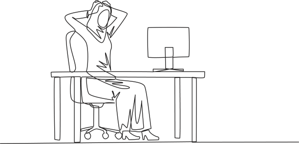 阿拉伯女商人的单线画图片下载