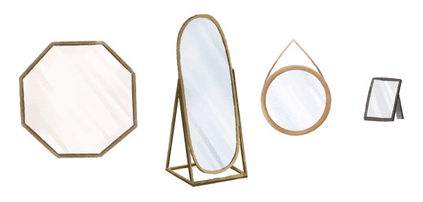 手绘矢量镜。室内的镜子图片下载