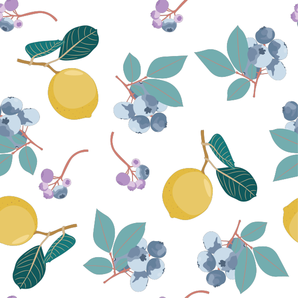 蓝莓和柠檬的无缝背景图片下载