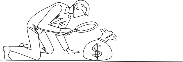 单线画商人低头图片下载