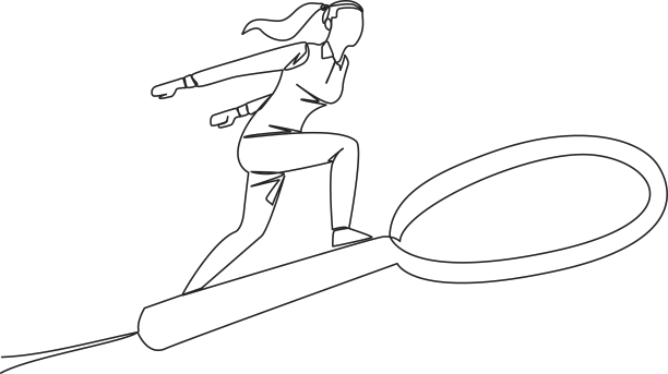 单线画的女商人骑一辆图片下载