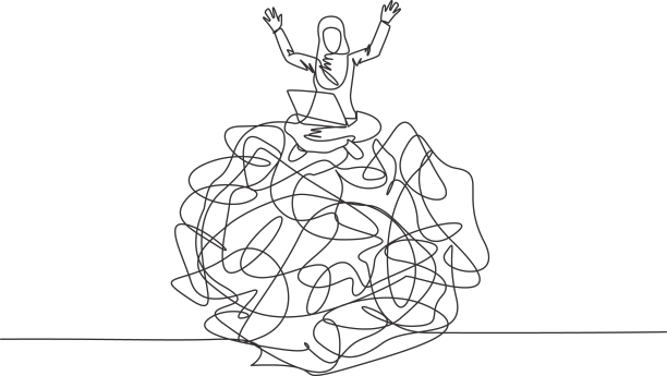 连续一行画着阿拉伯女商人图片下载