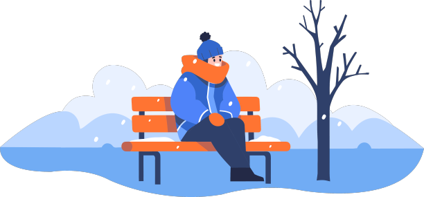 手绘人物穿着冬衣坐着图片下载