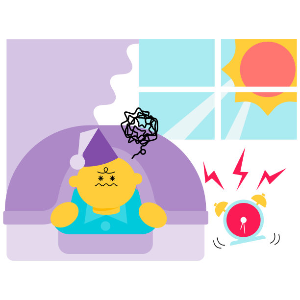 一名男子由于压力导致身体状况不佳，早上醒来无法入睡。图片下载