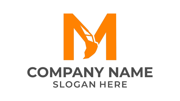 字母m标志带挖掘机臂m挖掘机标志图片下载