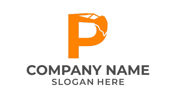 字母p标志与挖掘机臂p挖掘机标志图片下载