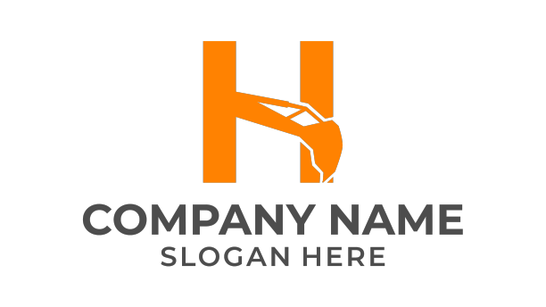 字母h标志带挖掘机臂h挖掘机标志图片下载