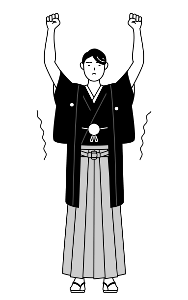 男人穿着帽檐伸展的袴图片下载