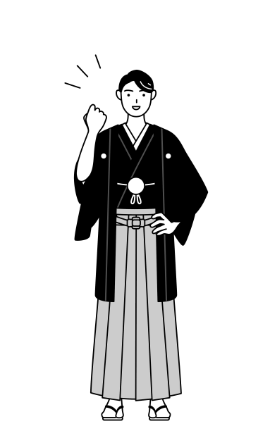 一名男子穿着带冠的袴服，举手摆姿势图片下载