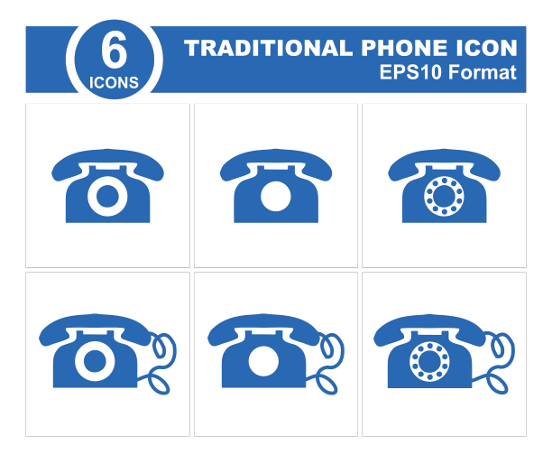 一套复古的手机图标在平面设计风格图片下载
