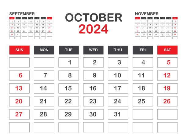 日历2024模板最小样式2024年10月图片下载