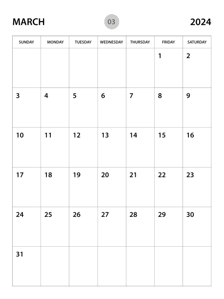 2024年3月2024年规划模板日历图片下载