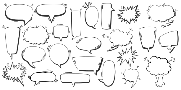 复古风格的手绘漫画气泡集图片下载