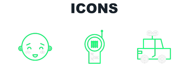 设置线玩具车快乐小男孩头和婴儿图片下载