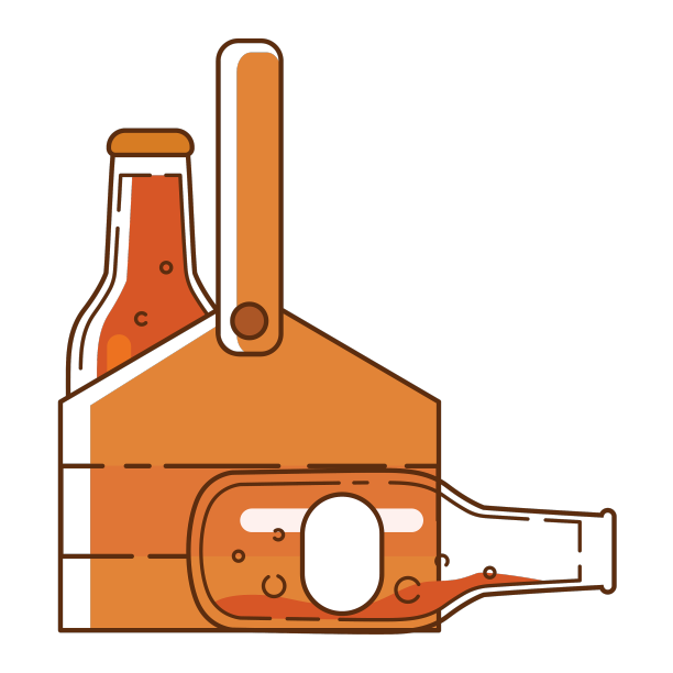 孤立的盒子与啤酒瓶图标图片下载