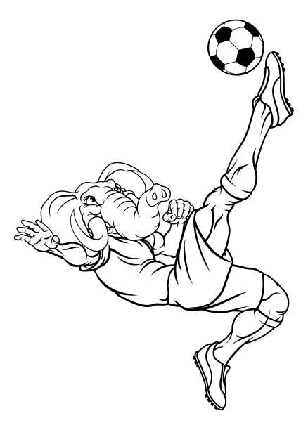 大象足球足球运动员体育吉祥物图片下载