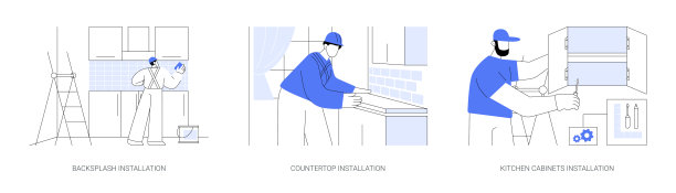 厨房作品抽象概念矢量插图。图片下载