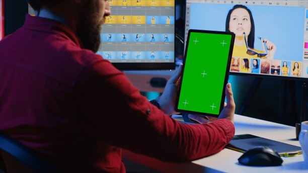 照片编辑在制作公司工作期间学习绿屏平板电脑教程图片下载