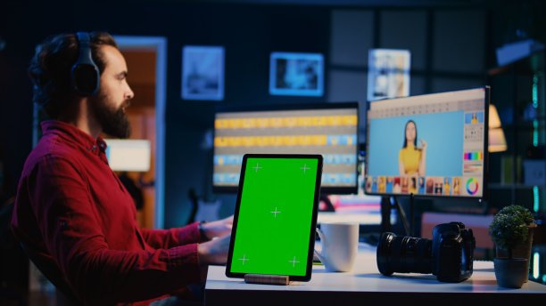 广告公司编辑照片专家旁边的模拟装置图片下载