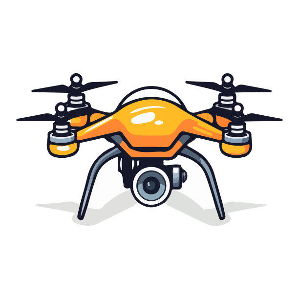 四轴飞行器航拍无人机用于摄影，视频监控或交付隔离在白色背景。卡通风格。矢量插图的任何设计。图片下载