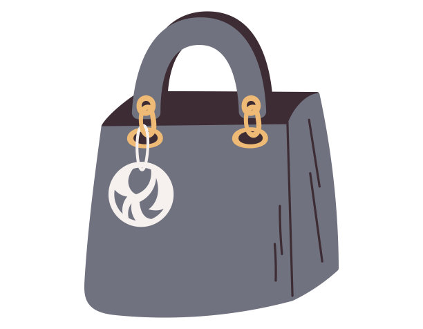 优雅的女士平底灰色手提包。矢量卡通孤立时尚配件包。图片下载
