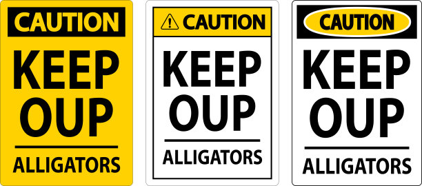 鳄鱼警告标志:危险远离-鳄鱼图片下载