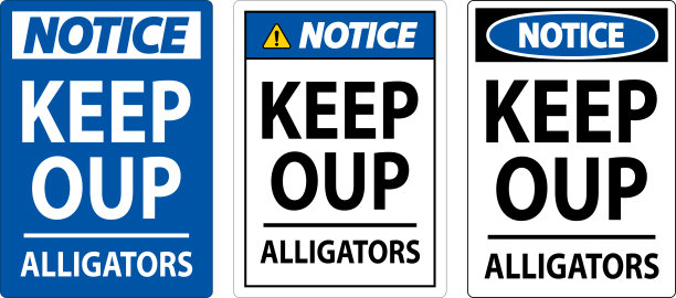 鳄鱼警告标志:危险远离-鳄鱼图片下载