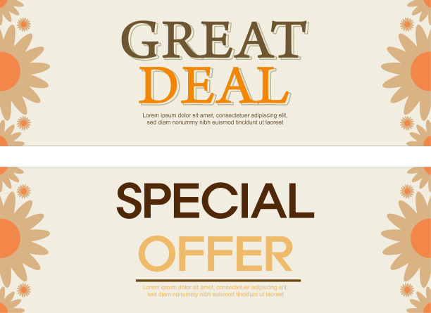 大量的水平横幅模板与花卉图片下载