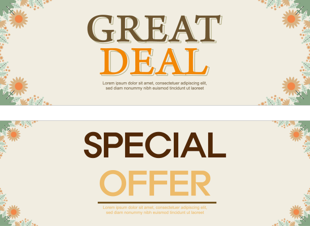 大量的水平横幅模板与花卉图片下载