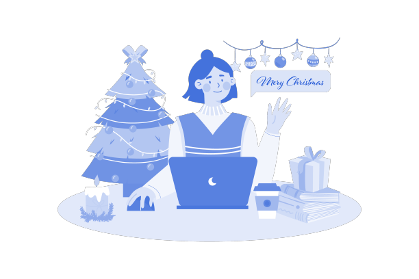 女子在网上发送圣诞祝福图片下载