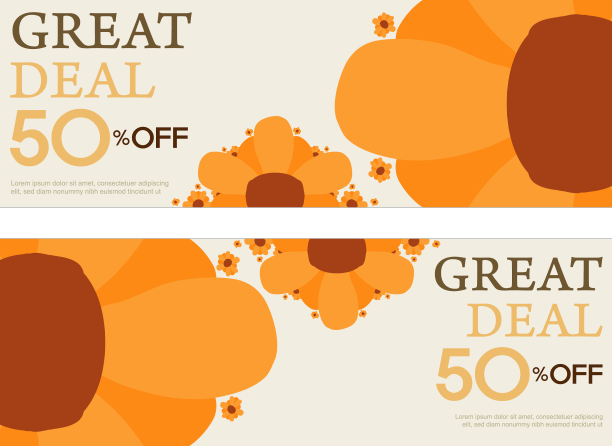 大量的水平横幅模板与花卉图片下载