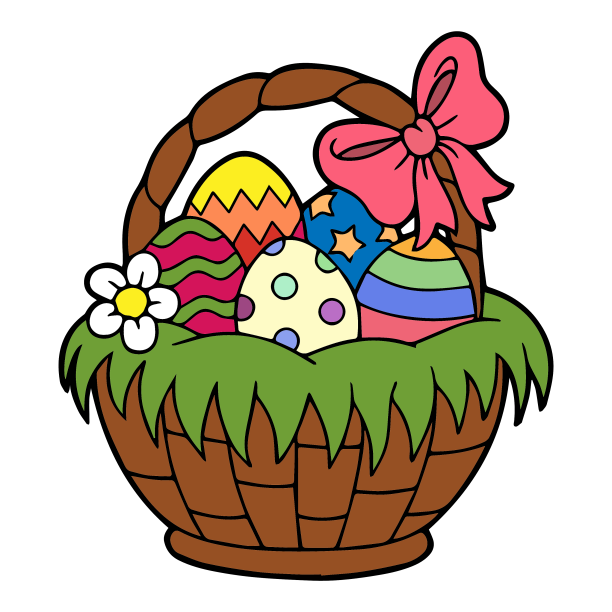 篮子里的复活节彩蛋孤立在一个白色的图片下载