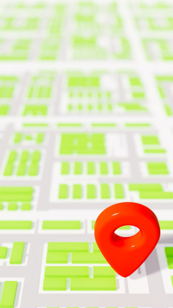 垂直图像的红色位置图标上的绿色城市地图，位置和使用的gps主题图片下载