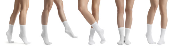 白色背景下穿着时尚袜子的女性，照片合集图片下载