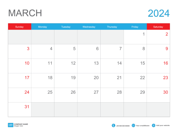 2024年3月模板-日历2024设计桌面图片下载