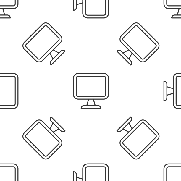 灰线电脑显示器屏幕图标隔离图片下载