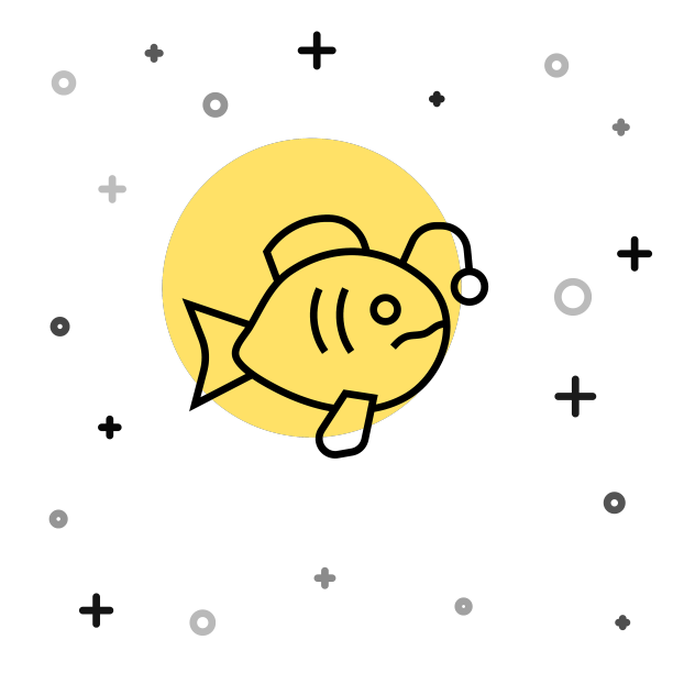 黑线热带鱼图标孤立在白色图片下载