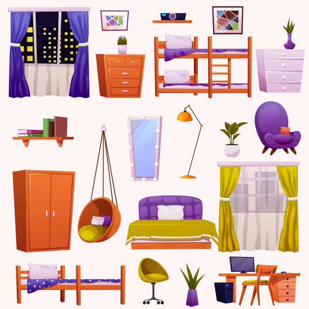 青少年_卧室_室内_家具_套装图片下载