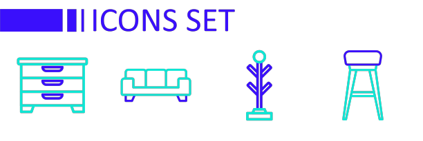 设置线椅，大衣架，沙发和衣柜抽屉图片下载