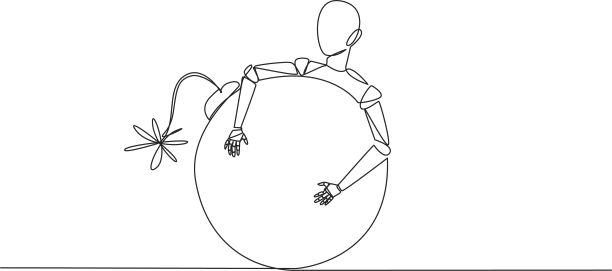 单线连续绘制机器人拥抱图片下载