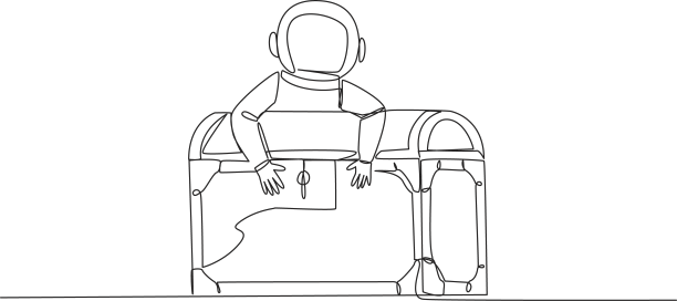 单线连续画年轻的宇航员图片下载