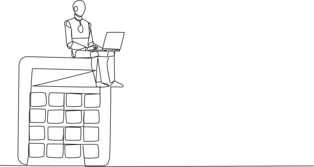 连续一条线绘制机器人人工图片下载