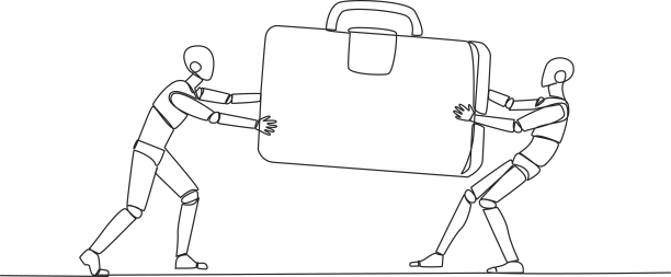 连续一条线画出两个攻击性机器人图片下载