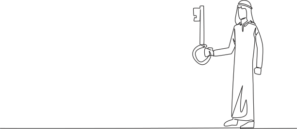 连续一行画着阿拉伯商人图片下载